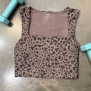Abercrombie & Fitch YPB scupltLUX Brown Leopard Crop Top